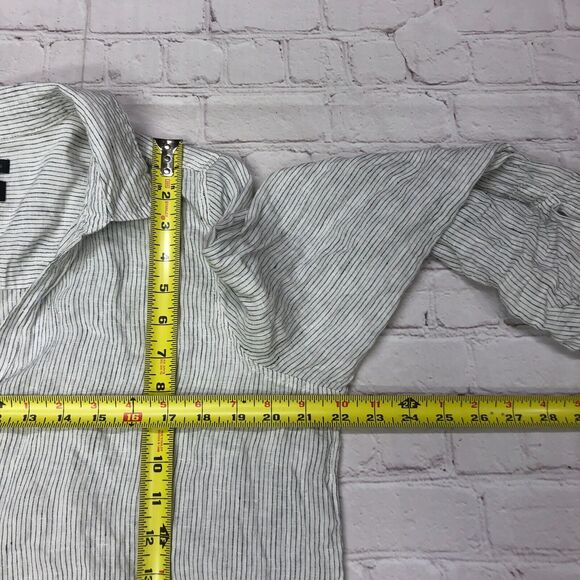 Tahari Women Long Sleeve 100% Linen Button Shirt Top Size Large Stripe B272 -13 - Picture 4 of 12